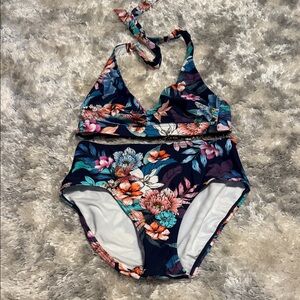 VENUS Vibrant Floral Bikini - Navy and Multicolor